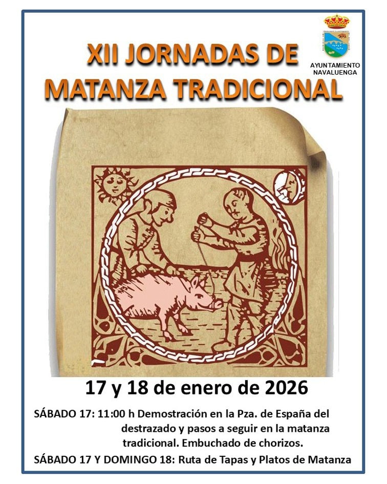 Pancarta de las jornadas tradicionales de matanza en Navaluenga