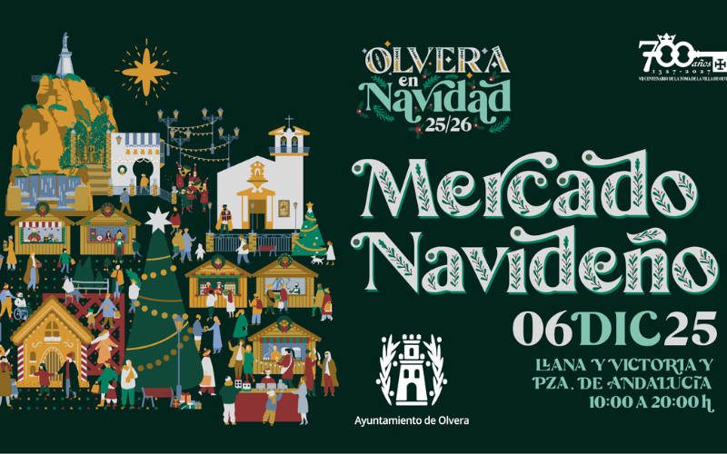Pancarta mercado navideño Olvera 2025