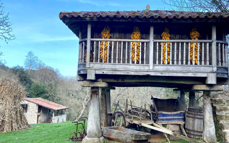Detalle de un hórreo en el museo etnográfico del Oriente de Asturias